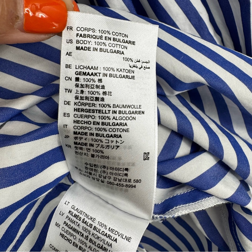 Sandro Paris Women’s Striped Classy Buttoned Shirt in Blue and White Sz Medium. - Picture 11 of 13